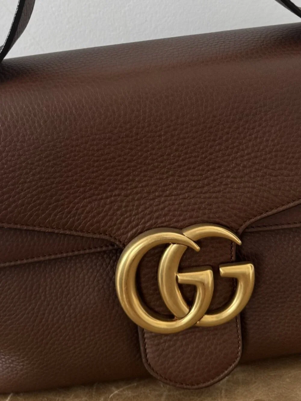 Gucci GG Marmont Brown Leather Shoulder Bag | Medium | Gold Hardware - Picture 7 of 16
